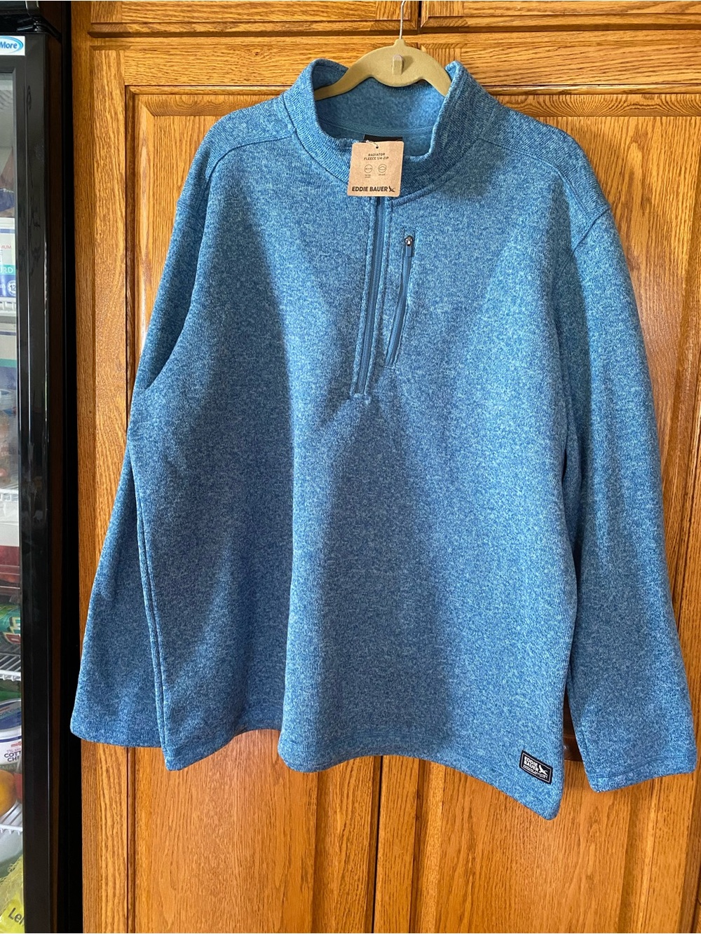 Eddie Bauer Men's Heathered Blue Half-Zip Fleece Pullover